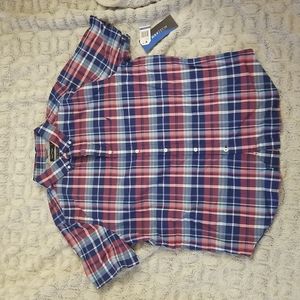 Nautica Navtech Red & Blue Plaid Men's Dress Shirt